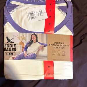 Eddie Bauer Women's Purple and White Sleep Set